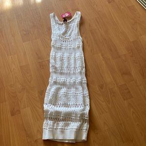 Crochet semi sheer white dress